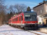 628 422/928 422 ist von Mnchberg als RB 70405 in Bad Steben angekommen und steht zur Abfahrt als RB 70216 nach Neuenmarkt-Wirsberg bereit (17.01.2003)
