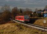 Der 628 649 als RB nach Burghausen am 24.11.2017 unterwegs bei Pirach.