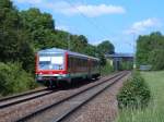 VT 628 332-9  WestFrankenBahn  am 18.05.07 bei der Einfahrt in den Hofener Haltepunkt.