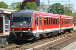 628 656 fhrt hier als RB11 von Schwerin nach Hagenow jetzt bei der Ausfahrt aus dem Bf. Hagenow Land. 02.05.2007