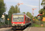 Am 28.09.2018 erreicht 628 483 als RE  Main-Tauber-Express  Aschaffenburg-Crailsheim den Bahnhof Schrozberg. 