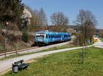 Der 628 423 als RB nach Mühldorf am 11.04.2021 unterwegs bei Pfarrkirchen.