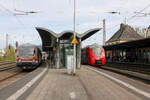 Einmal im Jahr, an Karfreitag, fahren Züge auf der Niedtalbahn über Niedaltdorf hinaus bis nach Bouzonville. Dieses Jahr waren 628 453, 628 471, 628 655 und 628 693 im Einsatz. In Saarlouis trafen 628 453 und 628 655 als RB 12798 auf 1440 024 als RB 12578. (03.04.2026)