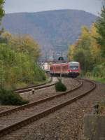 2 628/928 von Hannover Nach Halle Saale (bis Ilsenburg dann SEV)fahren aus dem Bahnhof Bad Harzburg (18.10.2007)