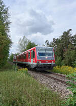 Am 10.09.2026 war 628 589 als RB 27265 auf dem Weg von M�hldorf nach Simbach. P�nktlich hat der Zug M�hldorf verlassen und erreicht in K�rze T�ging.