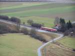 Dieser 628er passiert einen der vielen Bahnbergnge auf der Brenzbahn und fhrt seinem nchsten Halt in Oberkochen zu. Aufgenommen am 19.Janaur 2008 zwischen Knigsbronn und Oberkochen.