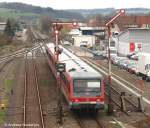 628 283-4 und 317-0 als RB 18332 nach Heidelberg bei der Ausfahrt Sinsheim (Elsenz) am 17.3.08