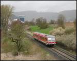 628 344-4 fuhr am Nachmittag des 19.04.2008 als RegionalExpress von Aalen nach Ulm Hbf.