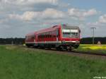 628 625-6 fhrt am 3.5.08 als RB in Richtung Bennemhlen am Ort Grindau vorbei, welcher in der Nhe von Schwarmstedt liegt