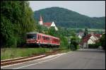 628 344 ist unterwegs nach Crailsheim. Aufgenommen am 28.Mai 2008 in Unterkochen.