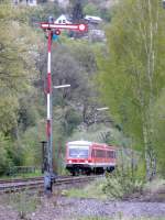 DB - Triebzug 928 697-2 bei Stockhausen am 30.04.2008