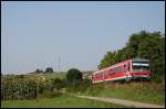 628-340-1 konnte am 30.08.2008 als RE von Ellwangen nach Ulm kurz vor Aalen-Unterkochen aufgenommen werden.