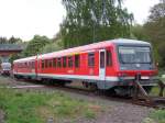 Der Triebwagen VT 628 541 im Bahnhof Pirmasens am 30/04/10.