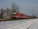 Der 628 593 am 17.02.2010 als RB nach Burghausen unterwegs bei Alttting.