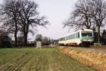 628 971-0/928 671-7 bei Westbarthausen mit RB Dissen-Bad Rothenfelde-Bielefeld am 05-02-2000.