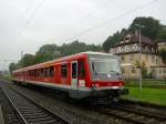 628 403  Bayreuth  verlsst am 18. August 2010 als RB nach Lichtenfels den Kronacher Bahnhof ber Gleis 4.