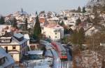 628 219 als RB hat gerade den Startbahnhof verlassen und befindet sich auf dem Weg in Richtung Frth(Odenw).Aufgenommen am 04.12.10 in Weinheim(Bergstr).