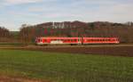 DB Sdostbayernbahn 628 577 als RB 27362 von Wasserburg (Inn) nach Grafing Bahnhof, bei Oberndof; 16.01.2011