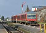 928 519 rauscht durch den Bf Derkum. Unterwegs von Trier nach Kln-Deutz - 26.01.2011