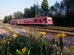 628 639 verlsst als REX5992 den Bhf. Ried i.I. in Richtung Mnchen-Hbf ;110422