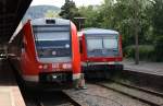 Hier links 612 661 und 612 013 als RE4 von Hannover Hbf. nach Halle(Saale) Hbf. und rechts 628 563 als RB14265 von Bad Harzburg nach Braunschweig Hbf., diese beiden Triebzge standen am 22.5.2011 in Bad Harzburg