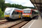 Daadetalbahn 628 677-7 der Westerwaldbahn (WEBA) am 13.06.2011 abgestellt am Bahnhof Betzdorf/Sieg.