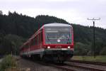 Der luxemburger 928/628 506 ist am 14.09.2010 gekuppelt mit dem deutschen 628/928 490, als RB12844, unterwegs vor Mrlenbach. 