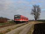 Der 628 569 als RB nach Mhldorf am 27.12.2011 unterwegs bei Alttting.