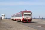 628/629 071 der neg-Niebll am 05.04.2013 im Bahnhof Dagebll-Mole.