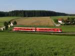 Ein 628 als RB nach Landshut am 08.06.2013 unterwegs bei Feichten.