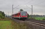 628 627 der Sdostbayernbahn ist am 13.10.2013 bei Harrbach gen Gemnden am Main unterwegs.