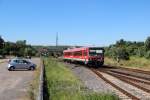 928 214 als RB 28541 (Ramsen - Frankenthal Hbf) bei der Ausfahrt aus Grnstadt am 01.08.13