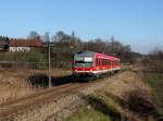 Der 628 585 als RB nach Mühldorf am 30.12.2013 unterwegs bei Hebertsfelden.