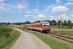 928 566 als S(A) 29329 (Altomünster - Dachau Bahnhof) zwischen Altomünster und Kleinberghofen am 17.08.13