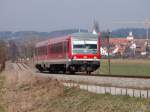 628/928 581 als S(A) 29321 von Altomünster nach Dachau Bahnhof, Aufgenommen am 03.03.14 bei Ried.