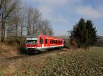 Der 628 589 als RB nach Mühldorf am 01.03.2014 unterwegs bei Fürstenzell.