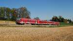 628 xxx mit S-Bahn, A-Linie (29326) bei Bachern (17.04.2014)