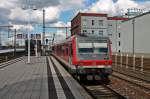 Nachschuss auf 629 003, als er am 24.05.2014 in Richtung Endbahnhof Mannheim Hbf in Ludwigshafen (Rhein) Mitte ausfuhr.