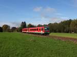 Der 628 565 als RB nach Freilassing am 25.10.2014 unterwegs bei Kirchanschöring.