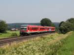 Der 628 573 als IRE nach Lindau am 04.07.2015 unterwegs bei Hochdorf.