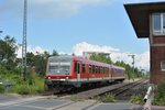 628 644-5 überquert als RB32 nach Wesel den ersten bahnübergang hinter dem Bahnhof Bocholt.