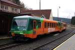 928/628 214 von GW TrainRegio abgest. im Bf Kraslice am 19.11.2016, zugelassen ist dieser VT in Deutschland unter D-GWTR.