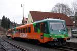 628/928 214 von GW TrainRegio abgestellt im Bf Kraslice am 19.11.2016