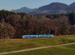 Der 628 423 als RB nach Prien am Chiemsee am 01.01.2017 unterwegs bei Umrathshausen.