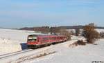 628 429+628 228 auf der Fahrt von Bestwig nach Marburg (Lahn), zwischen Dorfitter und Korbach auf der unteren Edertalbahn, aufgenommen am 28.01.17.