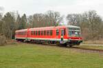 Vom Dessauer Hbf kommend passiert 628 225 der CLR am 19.03.23 in Fahrtrichtung Wörlitz Dessau-Waldersee.