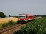 Der 628 424 als RB nach Mühldorf am 04.07.2014 unterwegs bei Altötting.