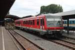 Am 12.08.2016 stand der Ulmer 628 573 am Bahnsteig in Lindau Hbf und wartete darauf als RB (Lindau Hbf - Friedrichshafen Hafenbahnhof) zu starten.