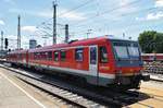 628 902-8 wird am 01.06.2019 als RE22553 nach Biberach(Riß) im Ulmer Hauptbahnhof bereitgestellt.
