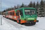 Regionalbahn Moldava v. Krusn. hor. - Most mit 628 261 von GW Train, fotografiert am 28.01.2023